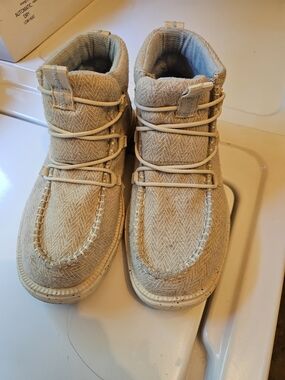 Hey Dude Womens Beige High-Top Casual Boots